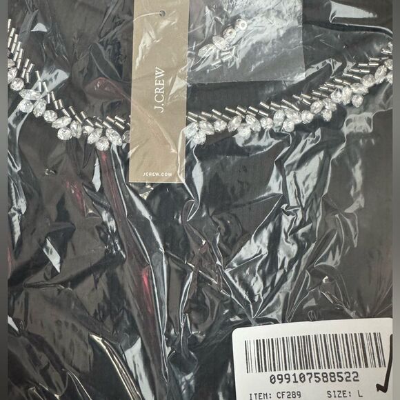 NWT J CREW Vintage rib boatneck T-shirt with embellishments in black - Picture 8 of 8